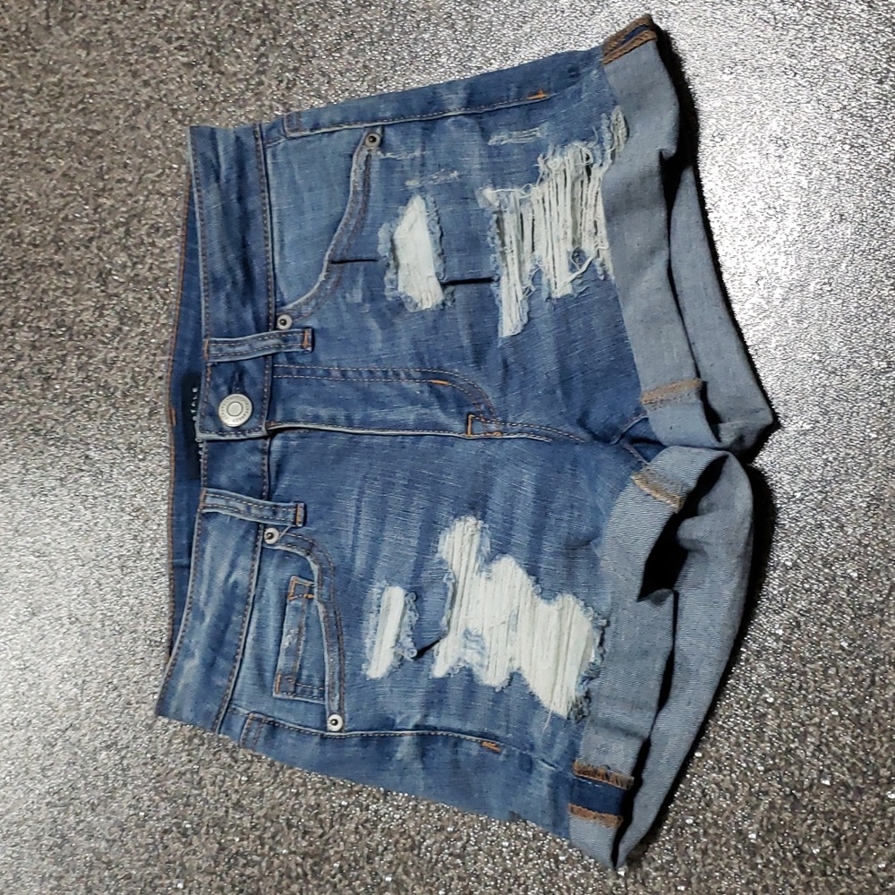 Aeropostale Distressed High Wasted Midi Jean Shorts Size 0